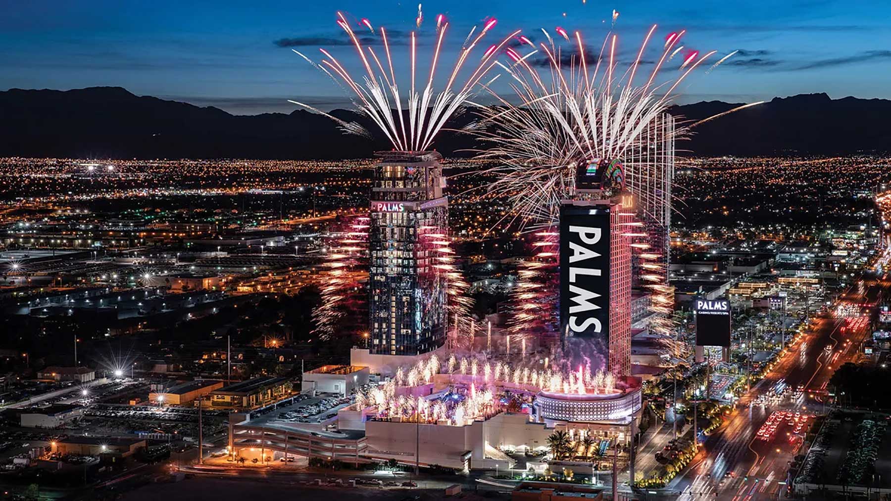 fireworks over the Palms Resort in Las Vegas