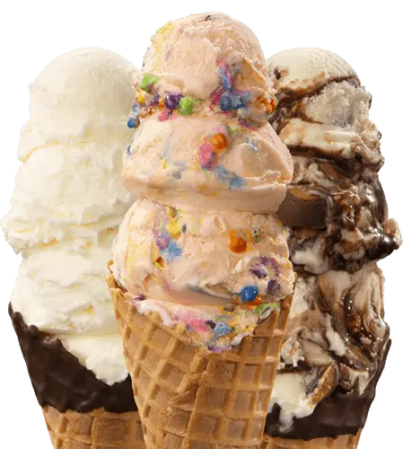 three ice cream cones