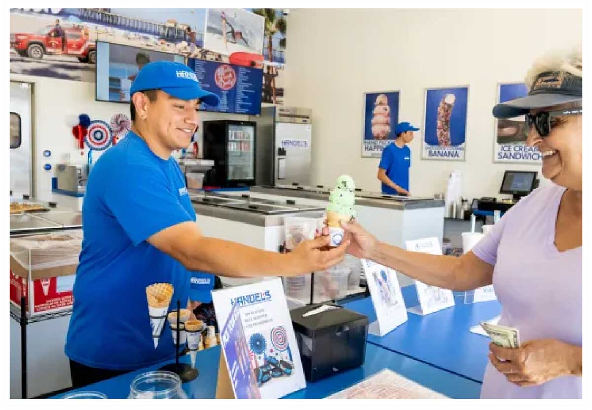 employees serving ice cream at Handel's Ice Cream in Ogden, Utah