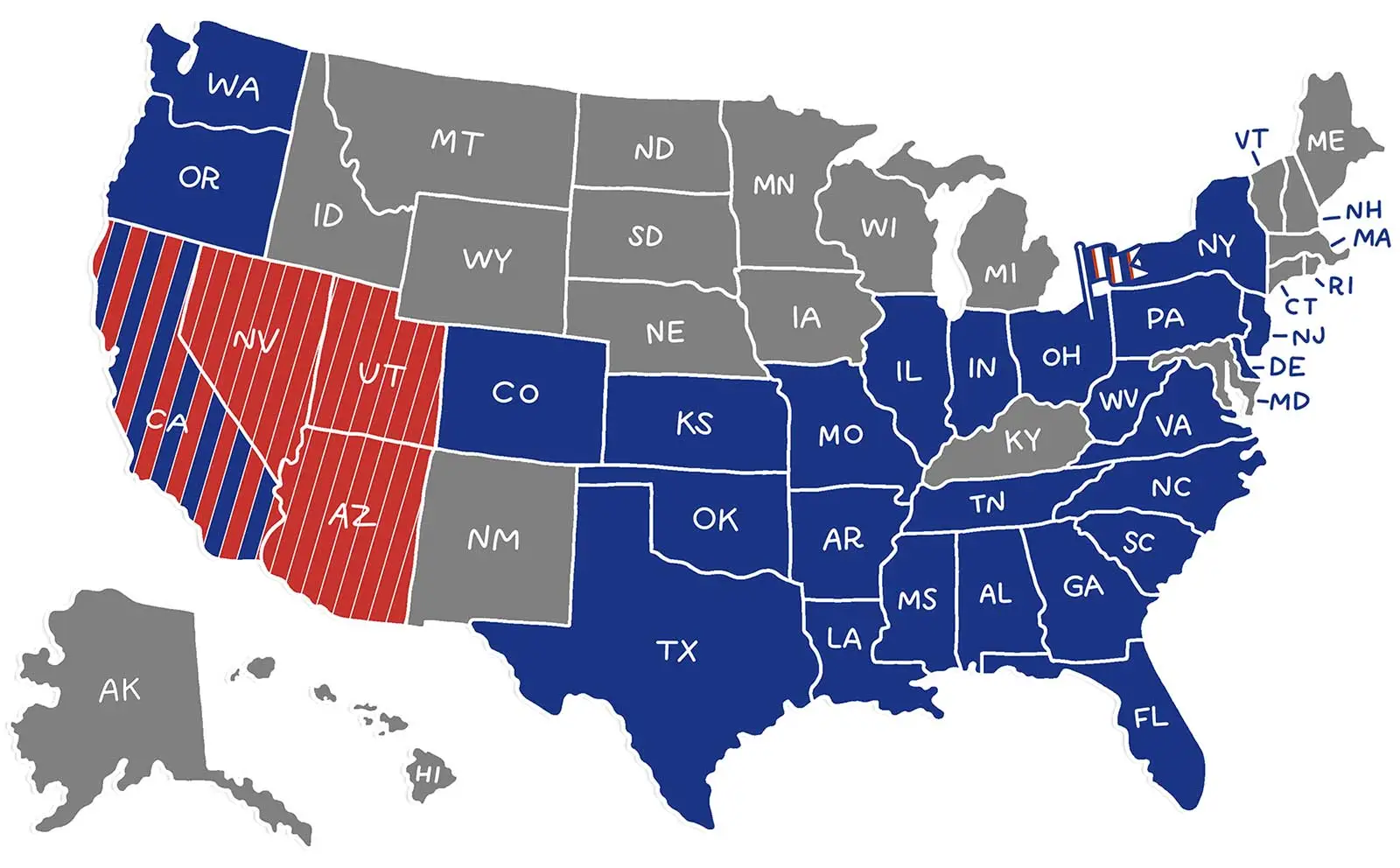 illustrated map of the United States showing market opportunities for Handel's ice cream