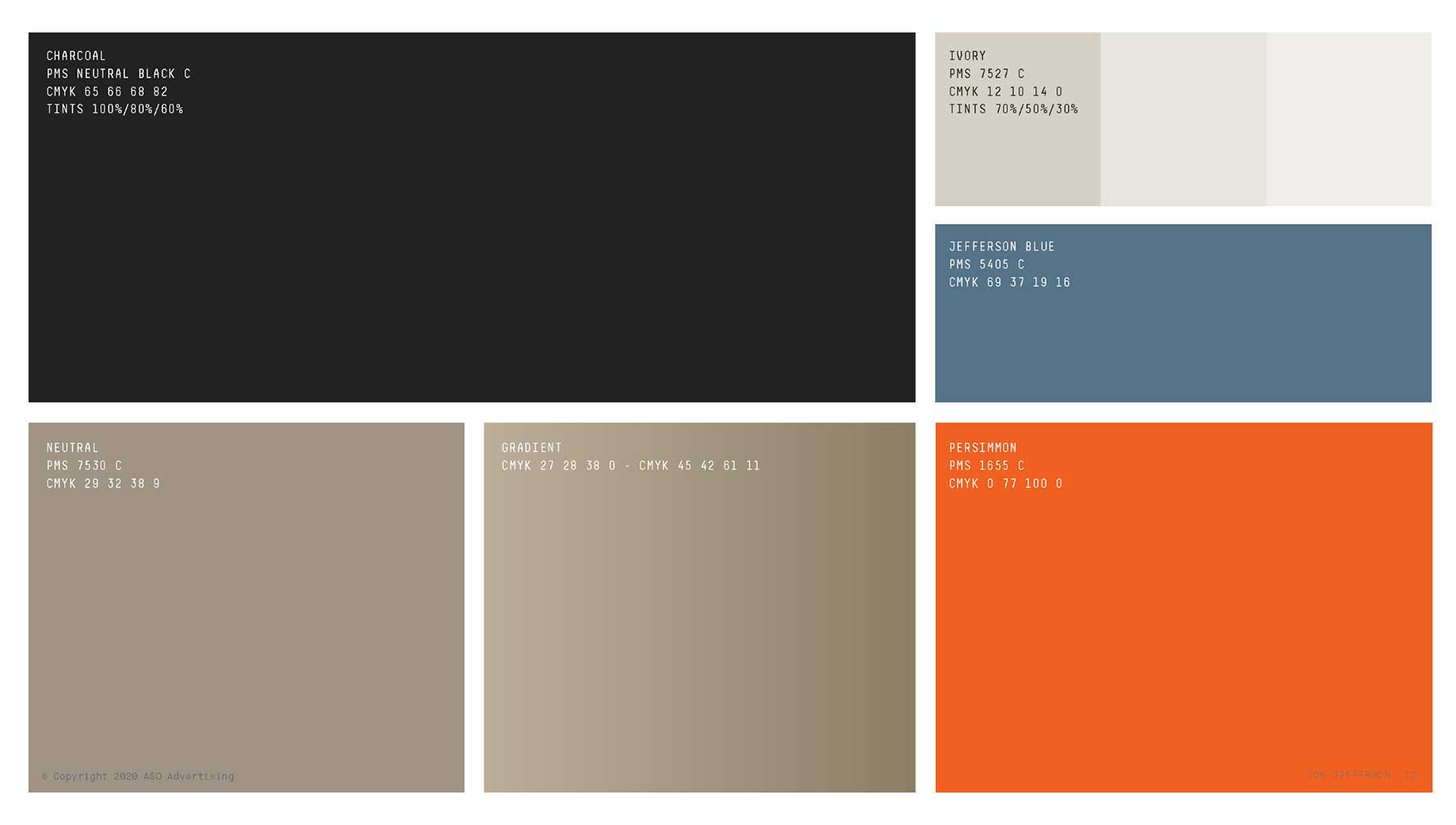 color palette for the 106 Jefferson branding