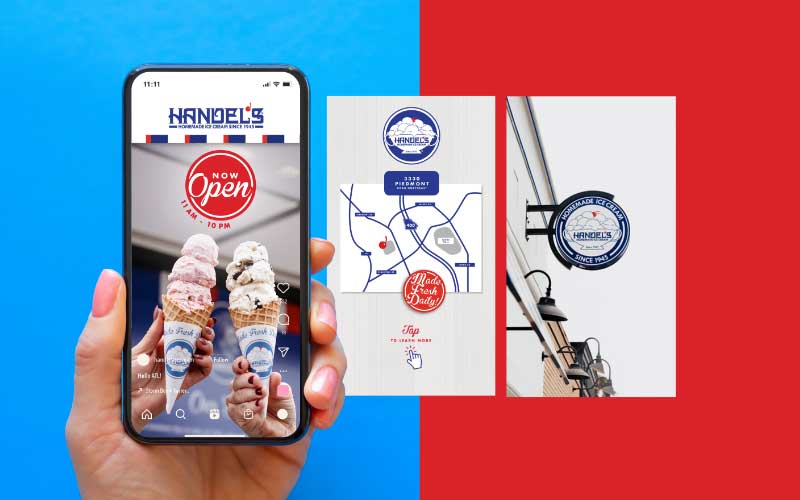 Handel's Ice Cream social campaign on a mobile phone