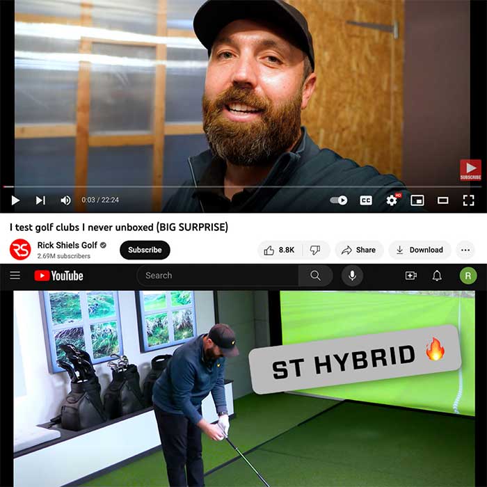 screenshot of ST Hybrid golf grip ad on YouTube