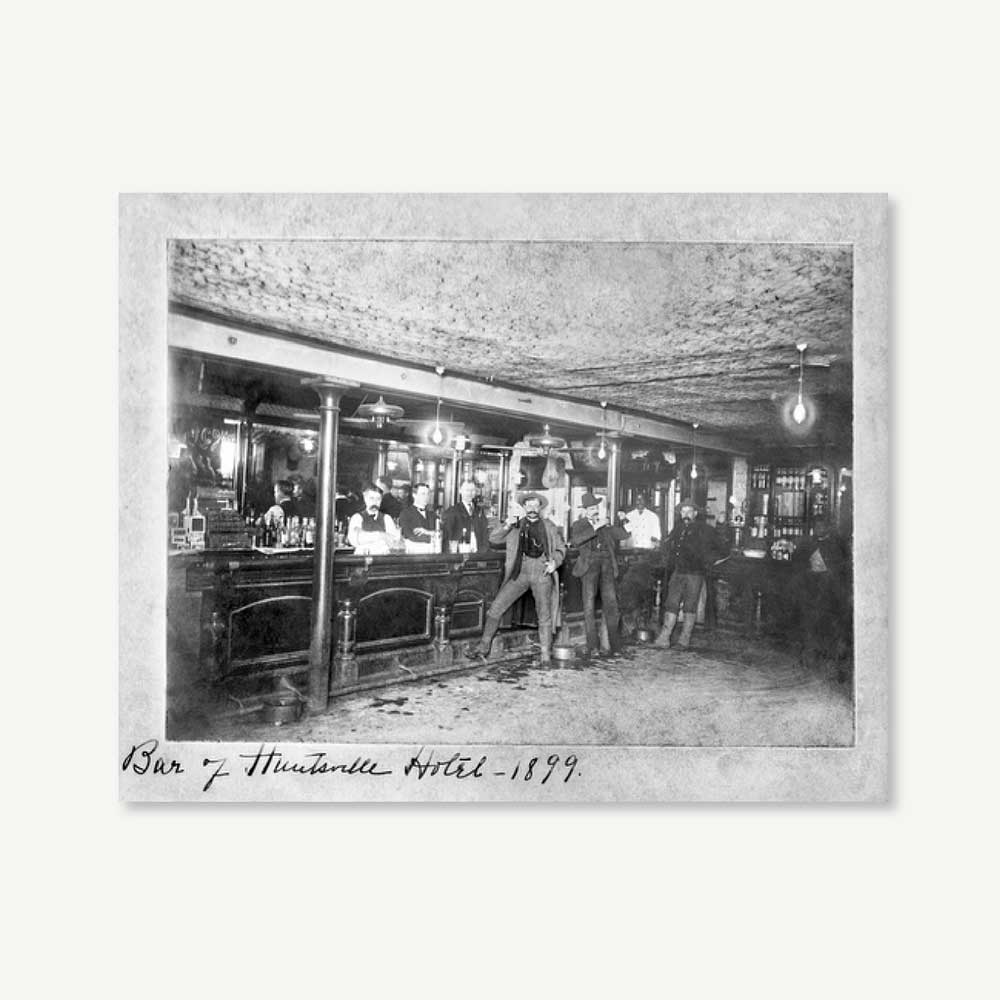 1899 photo of the bar at the Huntsville Hotel