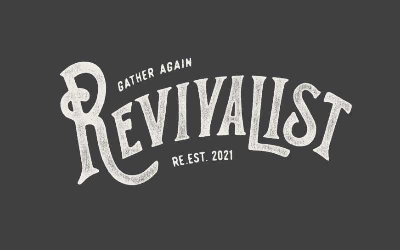 Revivalist Gather Again logo and sign