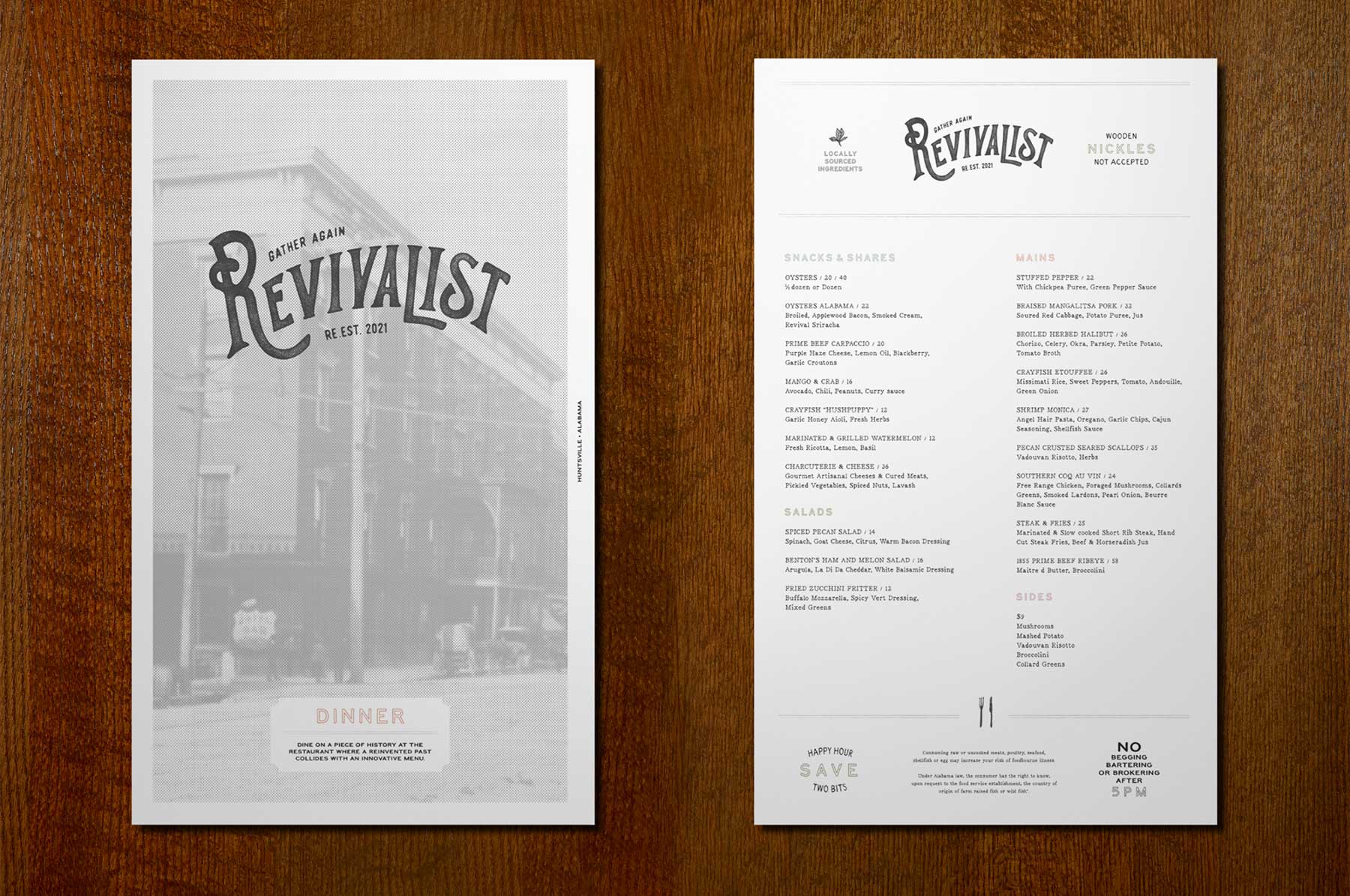 Revivalist dinner menu