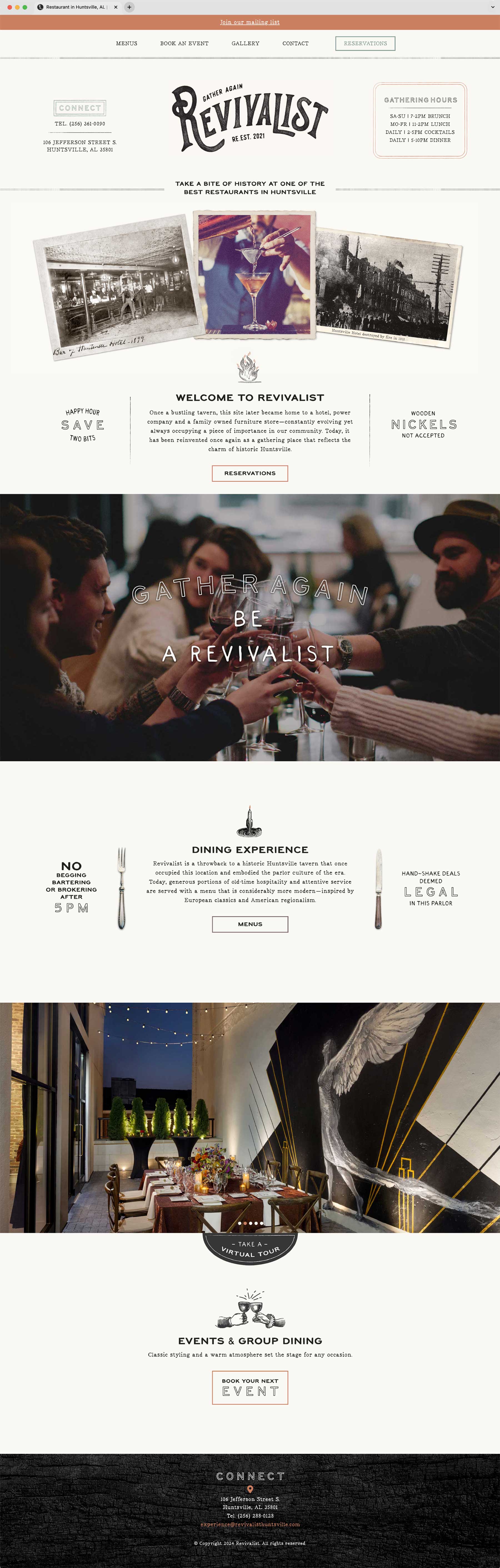 Revivalist website homepage